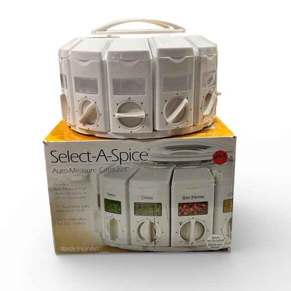 KitchenArt Spice Rack Select-A-Spice Auto-Measure Rotating Spice Rack White New - Picture 1 of 6